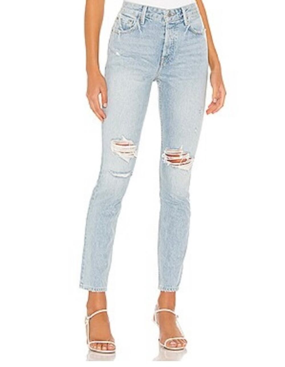 GRLFRND Distressed Skinny Light High Rise Karolina Jeans in Don’t Speak Size 26